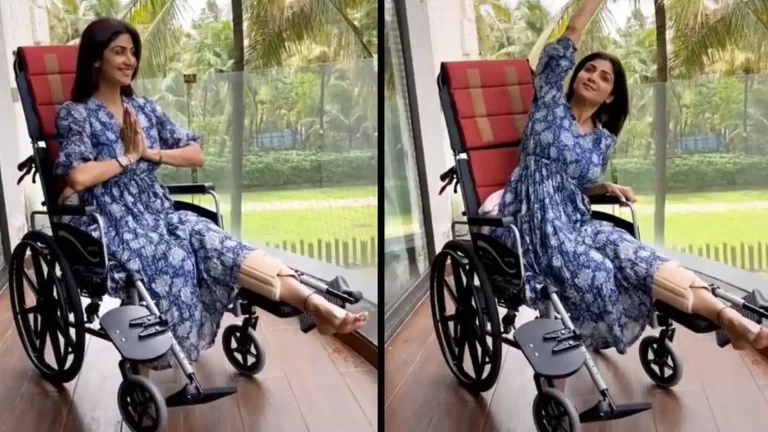 Shilpa Shetty shows yoga stretches in a wheelchair, says ‘pair toota hai himmat nahi’