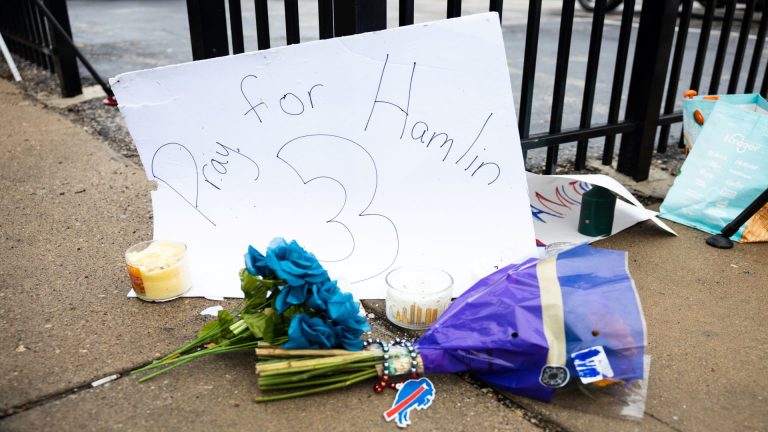 Damar Hamlin has shown ‘signs of improvement’ but remains in critical condition, team says